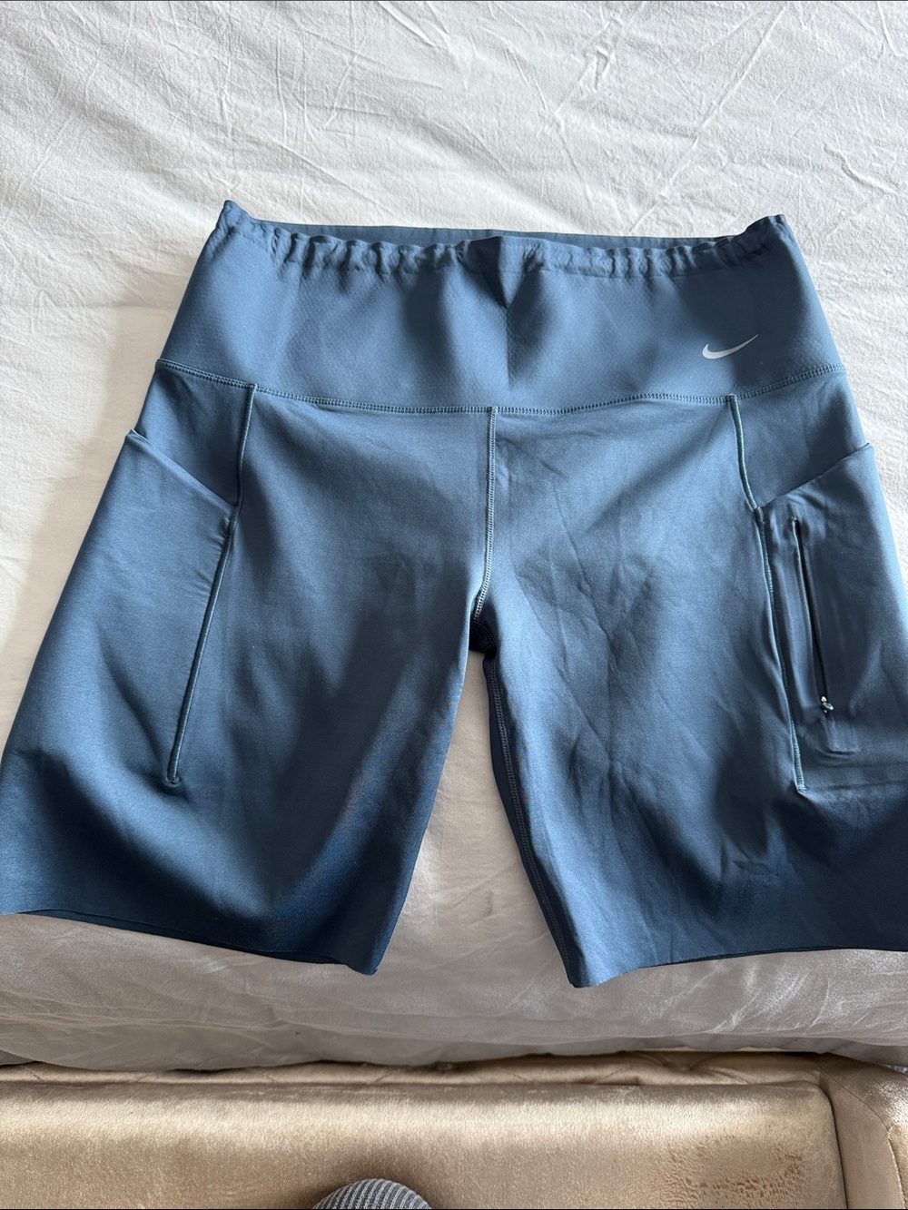 Nike Women's  Blue High-Waist Athletic  Shorts with Side Pockets - Like New